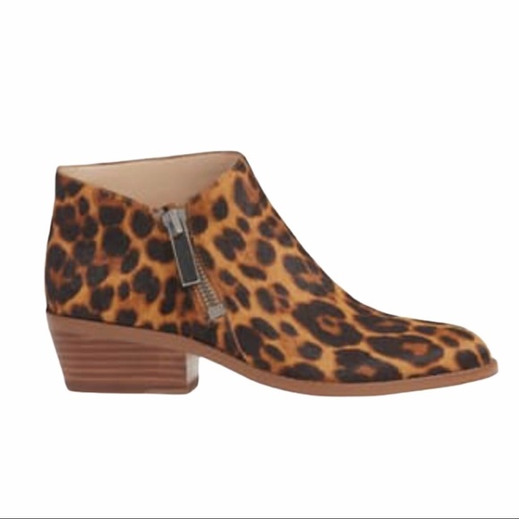1. State Animal Print Leather Block Heel Booties Women’s Size 8 Statement - Picture 1 of 11